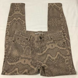 Whistles snake print 5 pockets skinny jeans Size 28 NWOT (W234)